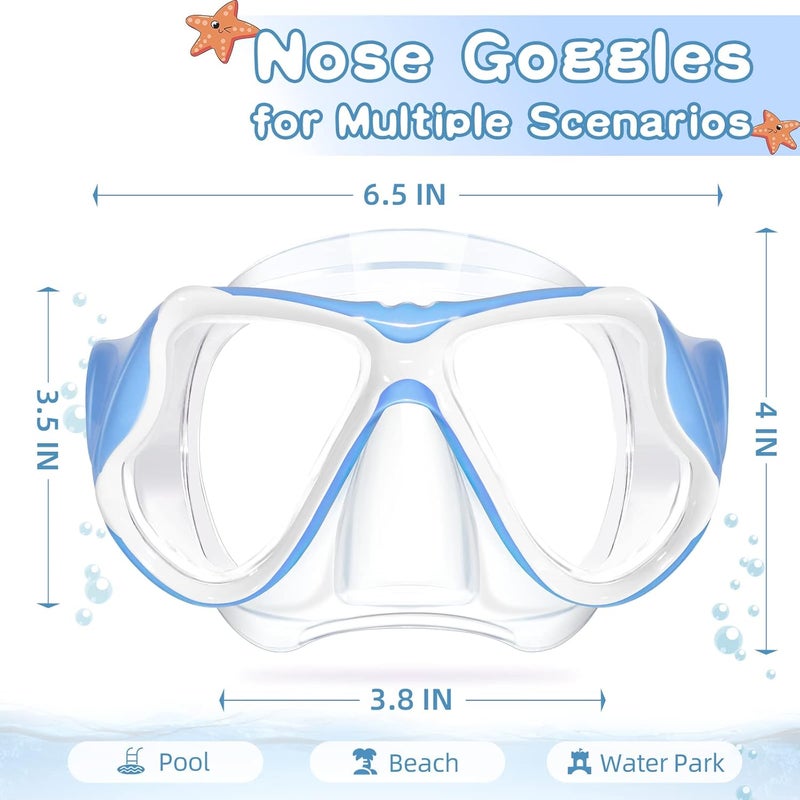 Freela 2 Pack Kids Swim Goggles Mask for Boys Girls 3-14, Tempered Glass Lens 180° HD View with Nose Cover for Pool Beach - Image 4